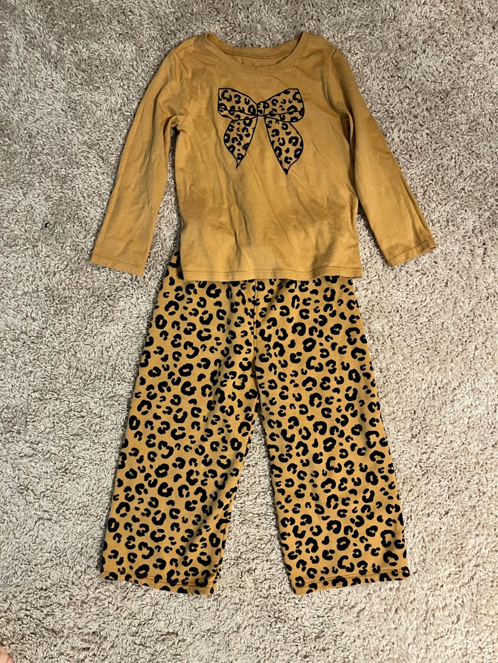 Garanimals Mustard Top with Black Leopard Print Leggings